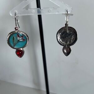 Elegant Silver and Red Drop Earrings